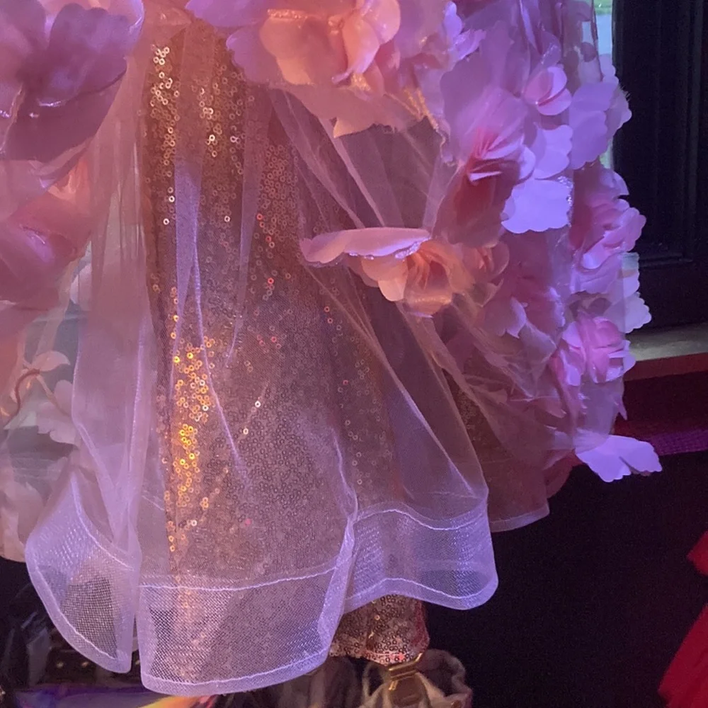 junior gown gold sequins floral skirt